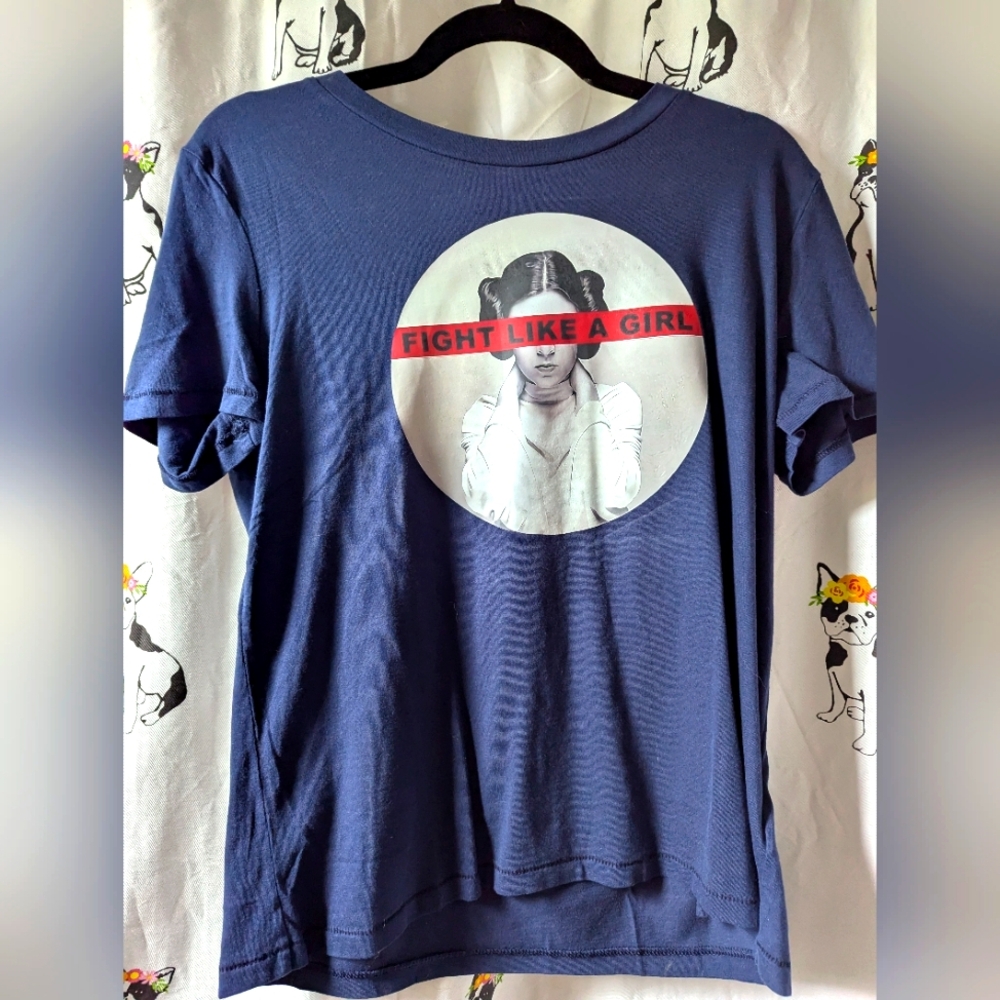 NWT🌟✨FIGHT LIKE A GIRL✨🌟 Cotton SS TEE💥STAR WARS LEIA💥 🌿 PEACE GARDEN DESIG